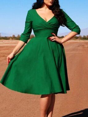 Pinup Couture Erin Swing Dress, Green, XS